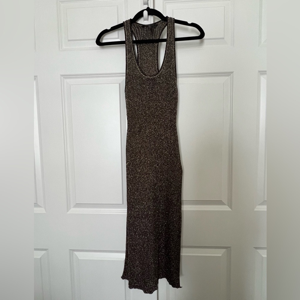 BCBGMaxAzria Metallic Gold/Black Maxi Dress
